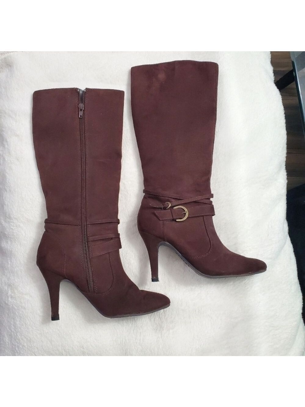 Brown Pointed Toe Knee High Boots - Picture 1 of 5